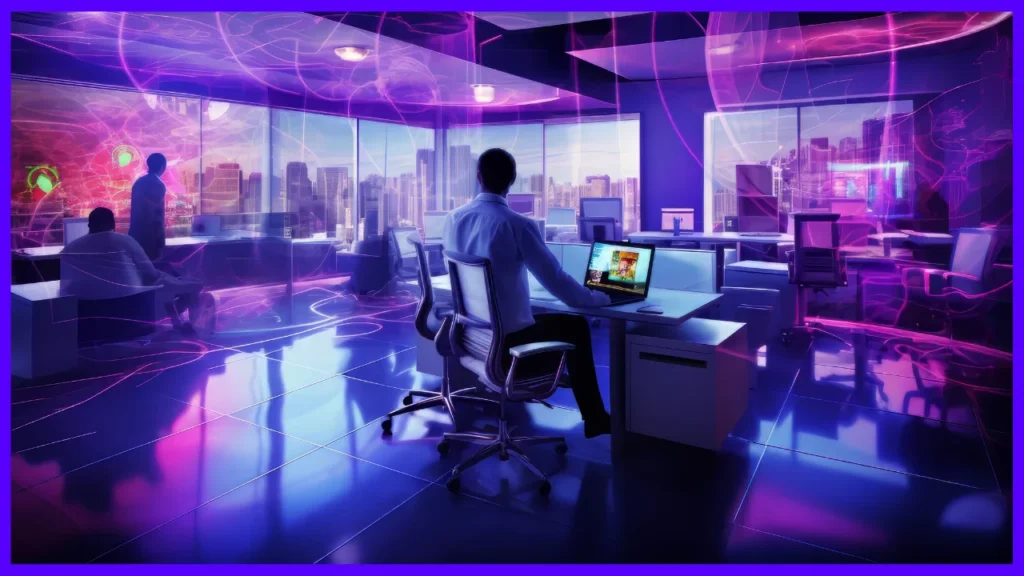 Office Avstarnews modern workplace concept with hybrid team collaboration